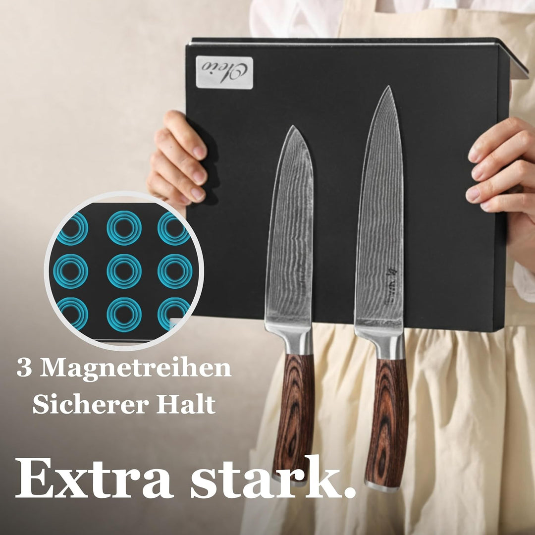 Oleio Magnetischer Messerhalter aus Akazienholz - Hochwertiger Messerblock mit starkem Magnet, Edels