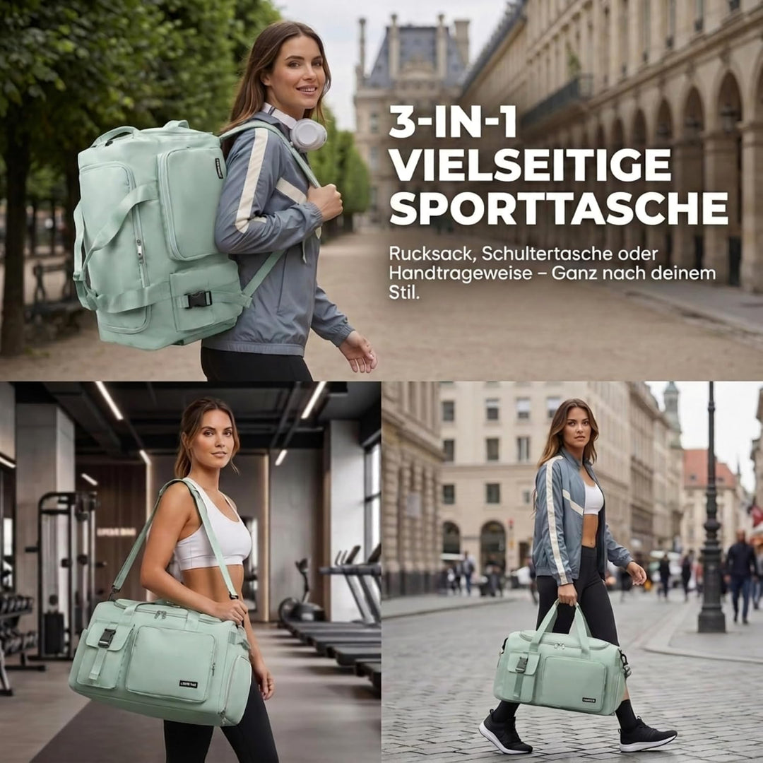 Sporttasche Damen Herren 42L Reisetasche mit Schuhfach Nassfach Wasserdicht Trainingstasche Travel D