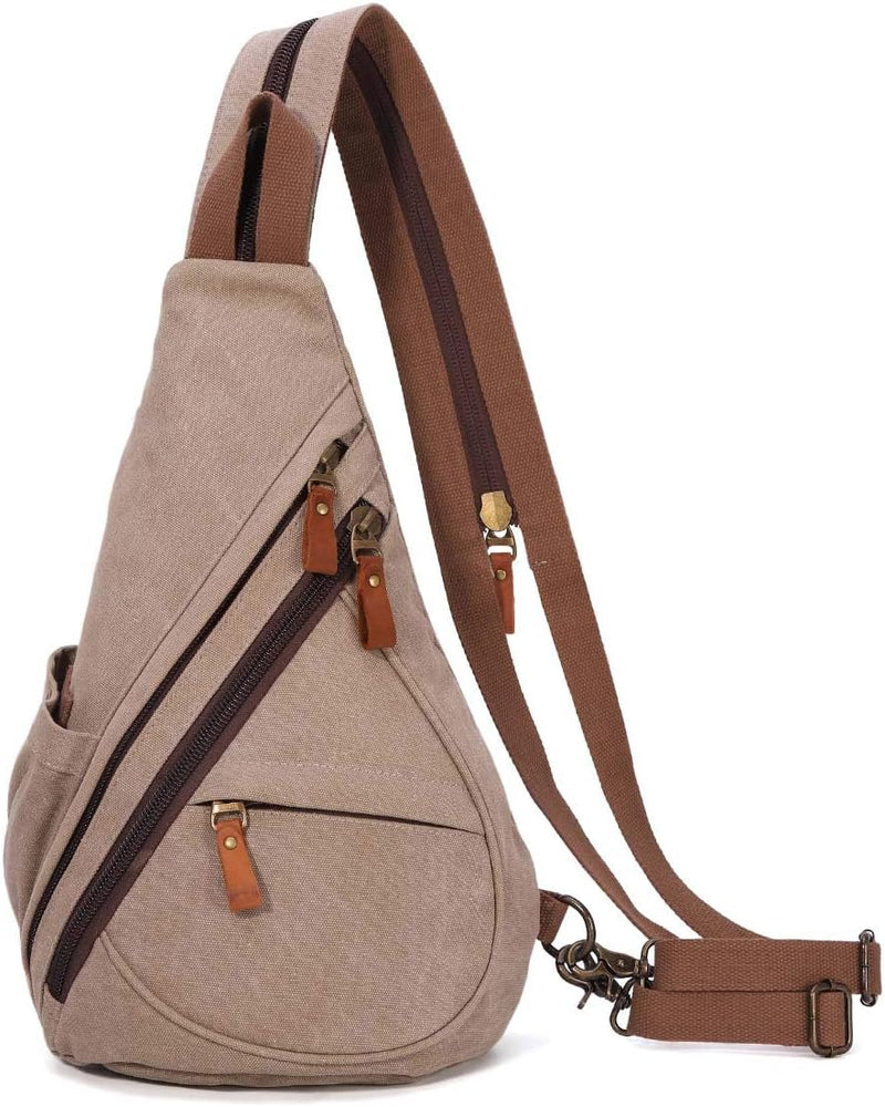 KL928 Canvas Sling Bag Rucksack Damen und Herren – Schulterrucksack Umhängetasche Crossbag Verstellb