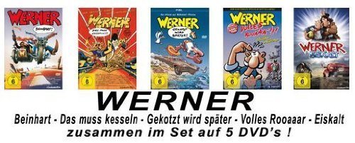 Werner - Set aus 5 Filmen / Beinhart / Das muss kesseln!!! / Volles Rooäää!!! / Gekotzt wird später