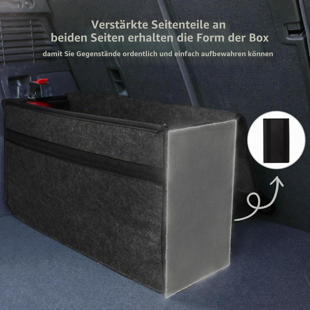 Upgraded Kofferraumtasche Toolbag mit verstärkten Seitenwänden, Nadelfilz Kofferraum-Organizer, Auto