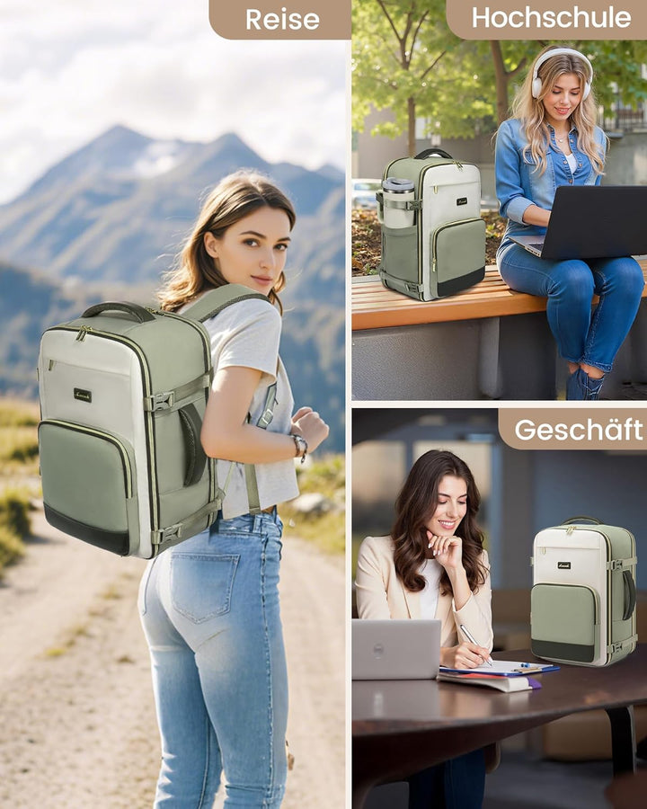 LOVEVOOK Handgepäck Rucksack, 17.3 Zoll Rucksack Handgepäck Flugzeug, Gross Reiserucksack Damen Spri