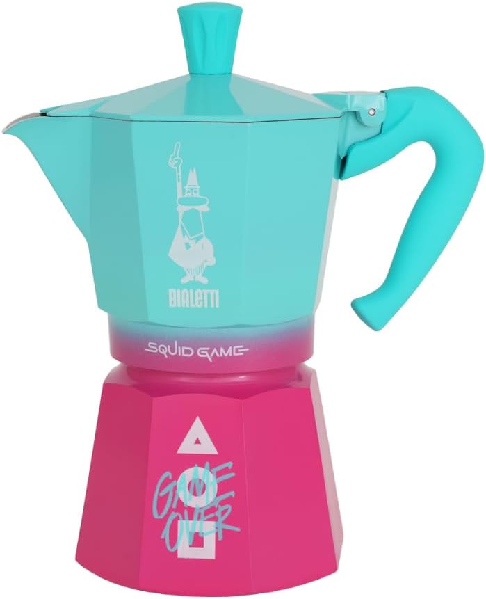 Bialetti Moka Express Squid Game© 6 Tassen, Verbrühungssicherer Griff, Nicht für Induktion geeignet,