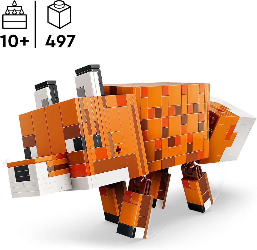 LEGO Minecraft Der Fuchs - 3D-Puzzle Tierfigur mit Zubehör - Gaming Deko für Schlafzimmer oder Gamin
