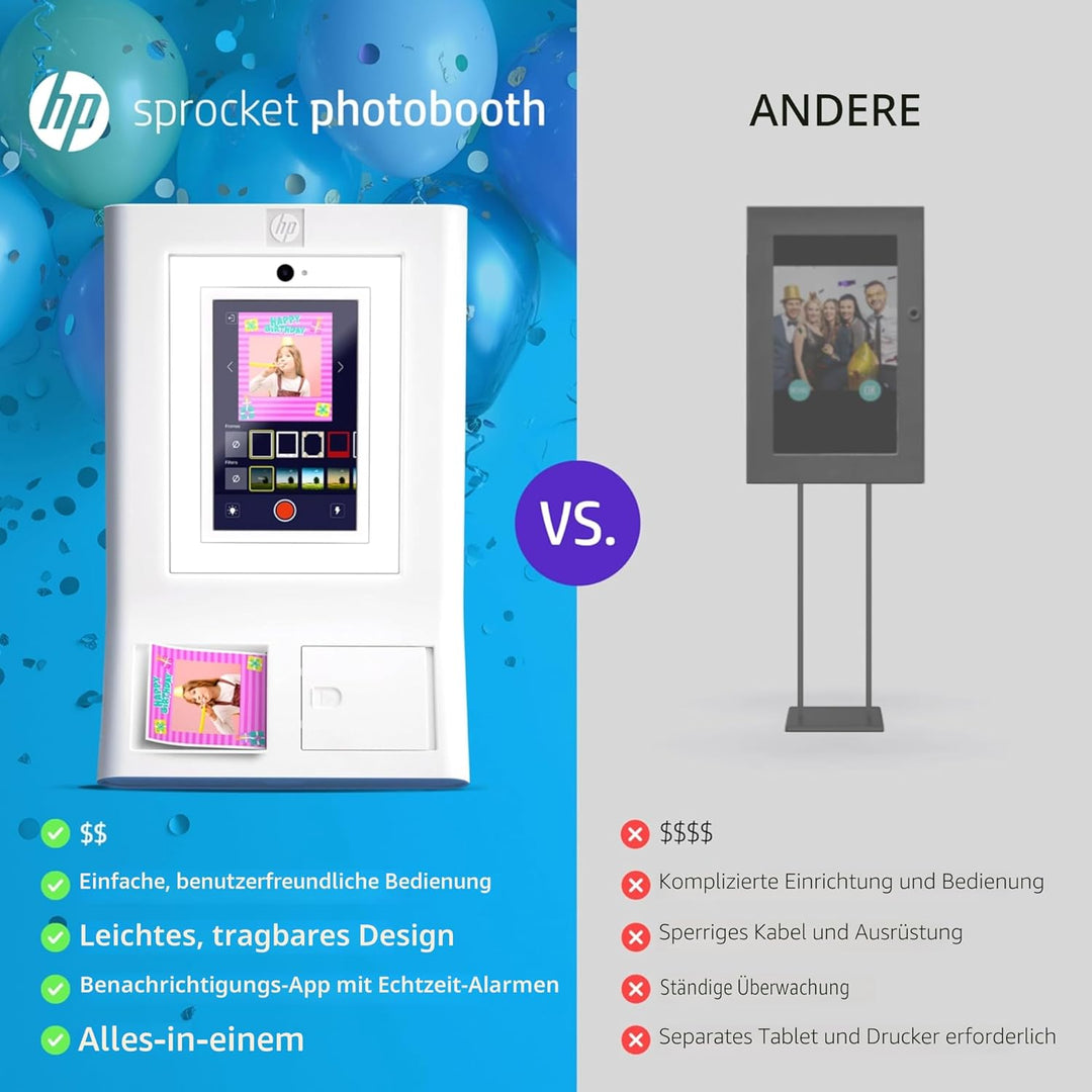 HP Sprocket Fotobox-Maschine Sofort-Farb-Fotodrucker (Pink) Papier-Paket + Zink 3,5 x 4,25” Zink-Sel