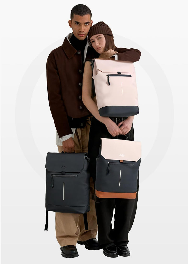 Rucksack Damen & Herren, Mattleder Tagesrucksack mit 15,6" Laptopfach, Eleganter City und Business B