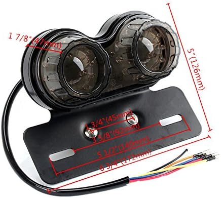 ZYTC LED 40W Motorrad Bremslicht hinten Blinker Kennzeichenbeleuchtung Halterung Schwarz 1, Schwarz