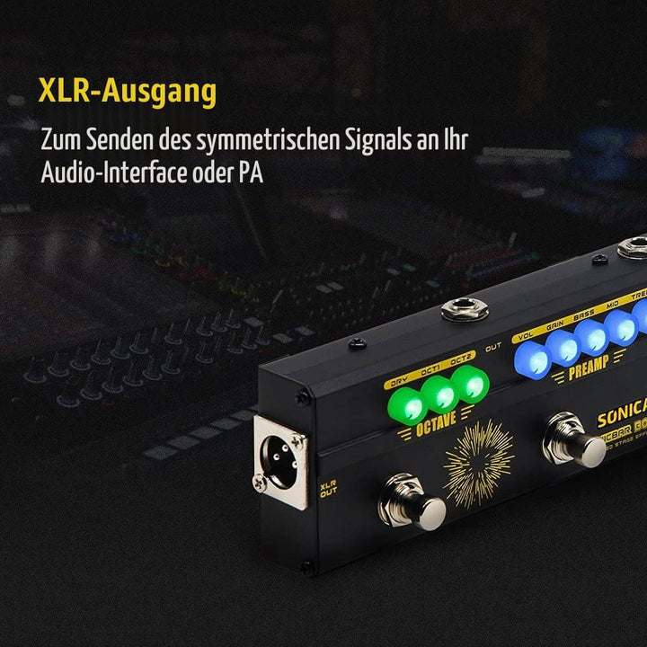 SONICAKE Multi Effektpedal Bass preamp Vorverstärker DI Box Multi Effektpedal mit Compressor Boost F