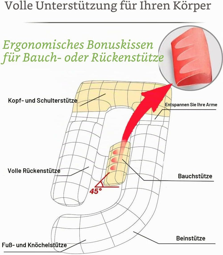 AS AWESLING 153 cm Ganzkörperkissen | Stillkissen, Schwangerschaftskissen, extra grosses U-förmiges