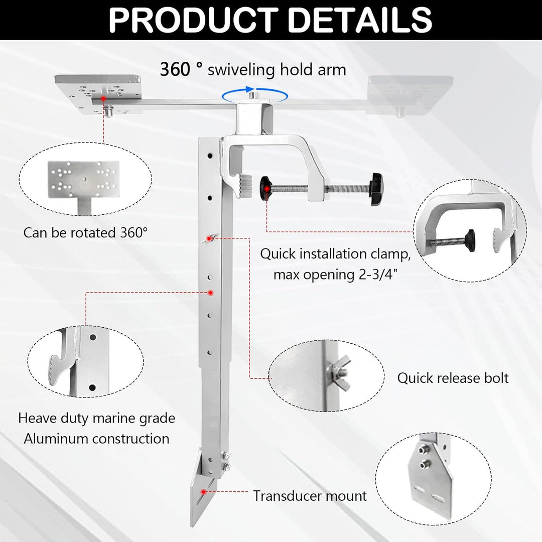 Fischfinderhalterung, Fischfinder Echolot Angeln Halterung 360° Schwenkbarer Aluminium Fischfinder-H