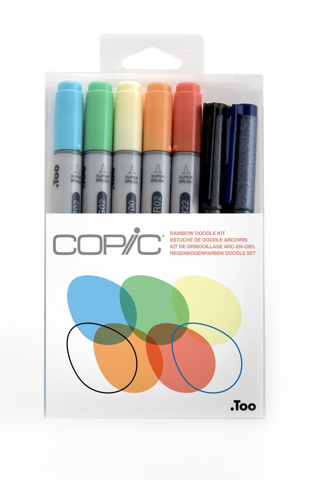 COPIC "Doodle Kit People", 7er Set Stifte farblich abgestimmt zum Thema Regenbogen, bestehend aus 5