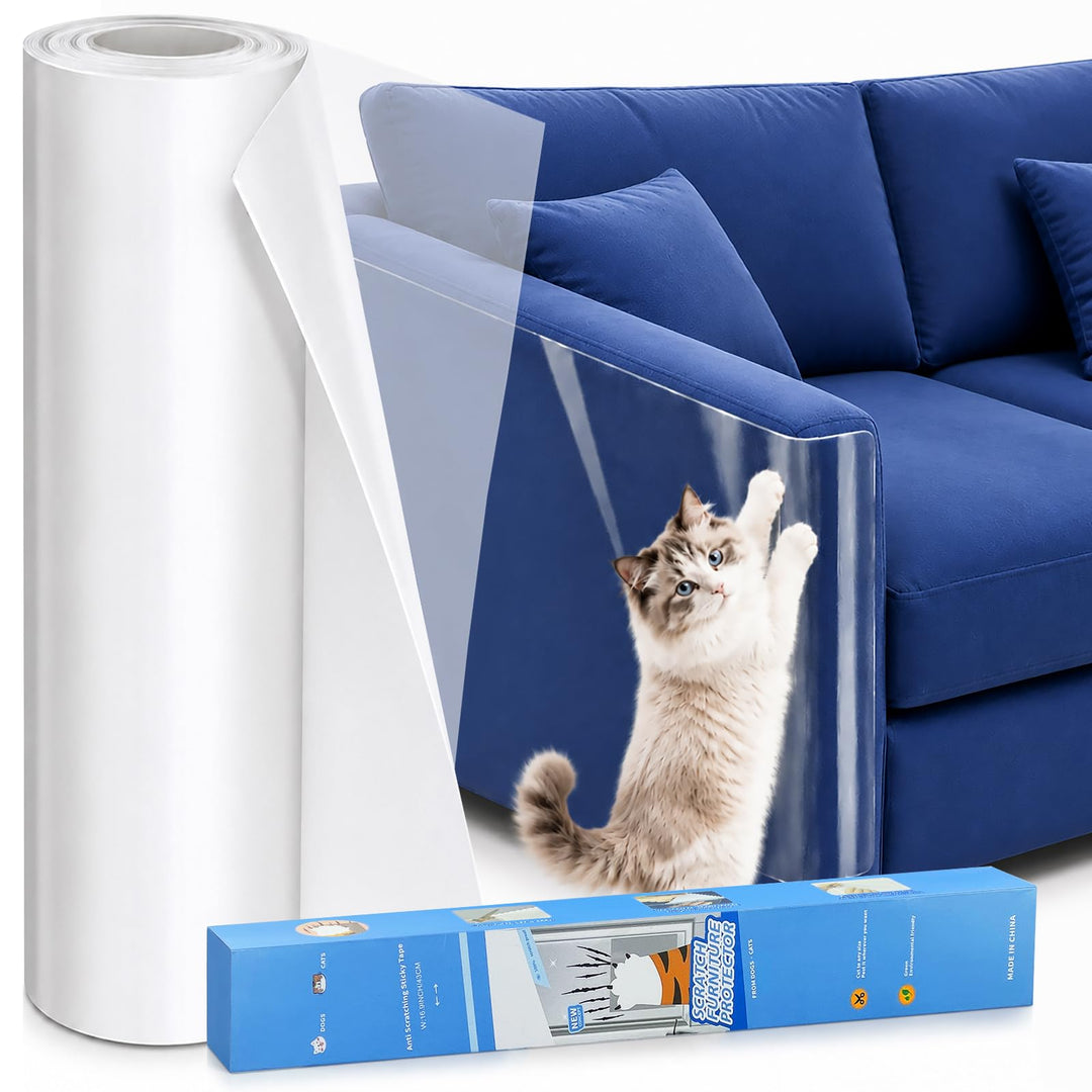 Selbstklebende Kratzfolie für Katzen,Transparente Anti-Kratz Folie (43cm x 5m), Zuschneidbar &amp; Unsic