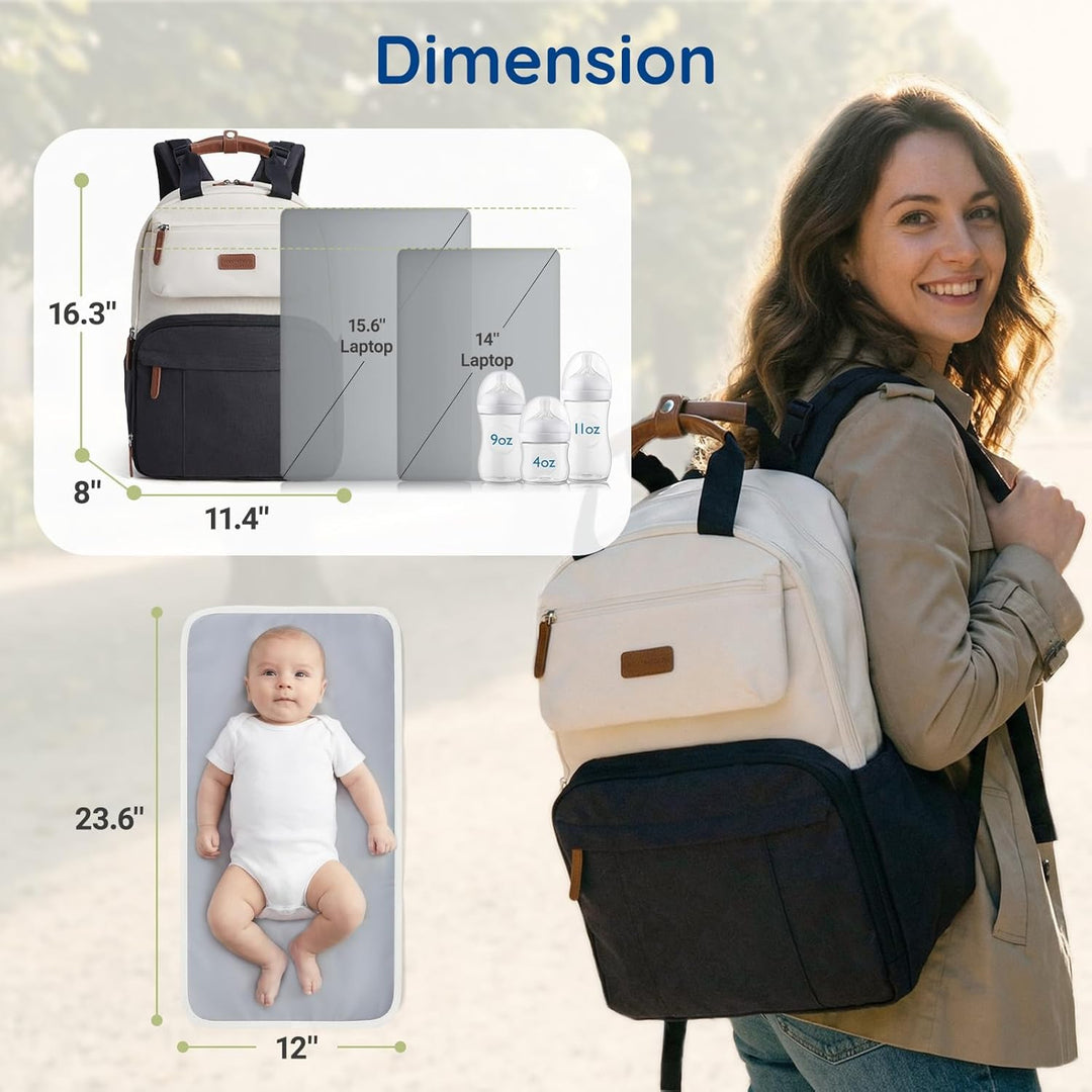mommore Wickelrucksack, grosse, erweiterbare Wickeltasche für 2 Kinder/Zwillinge, strapazierfähige B