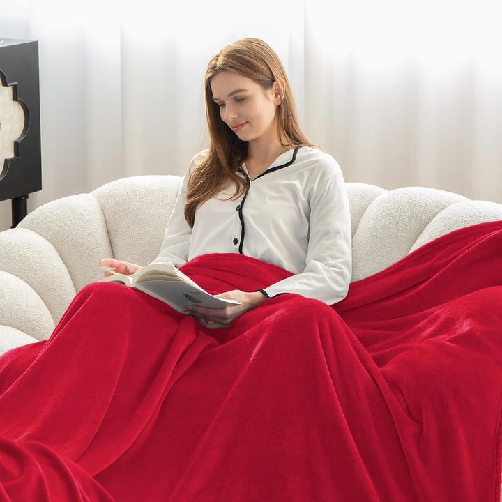 WAVVE Kuscheldecke Flauschig Decke Fleecedecke - Sofadecke Rot 220x240 cm Wohndecke Couchdecke Weich