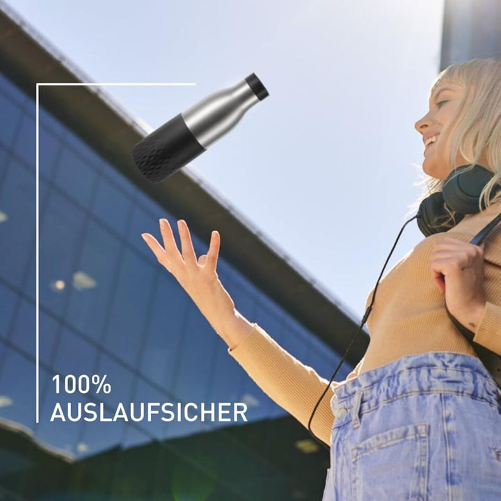 Emsa N31111 Bludrop Sleeve Trinkflasche | 100 % dicht | Quick-Press Verschluss | Ergonomischer 360°