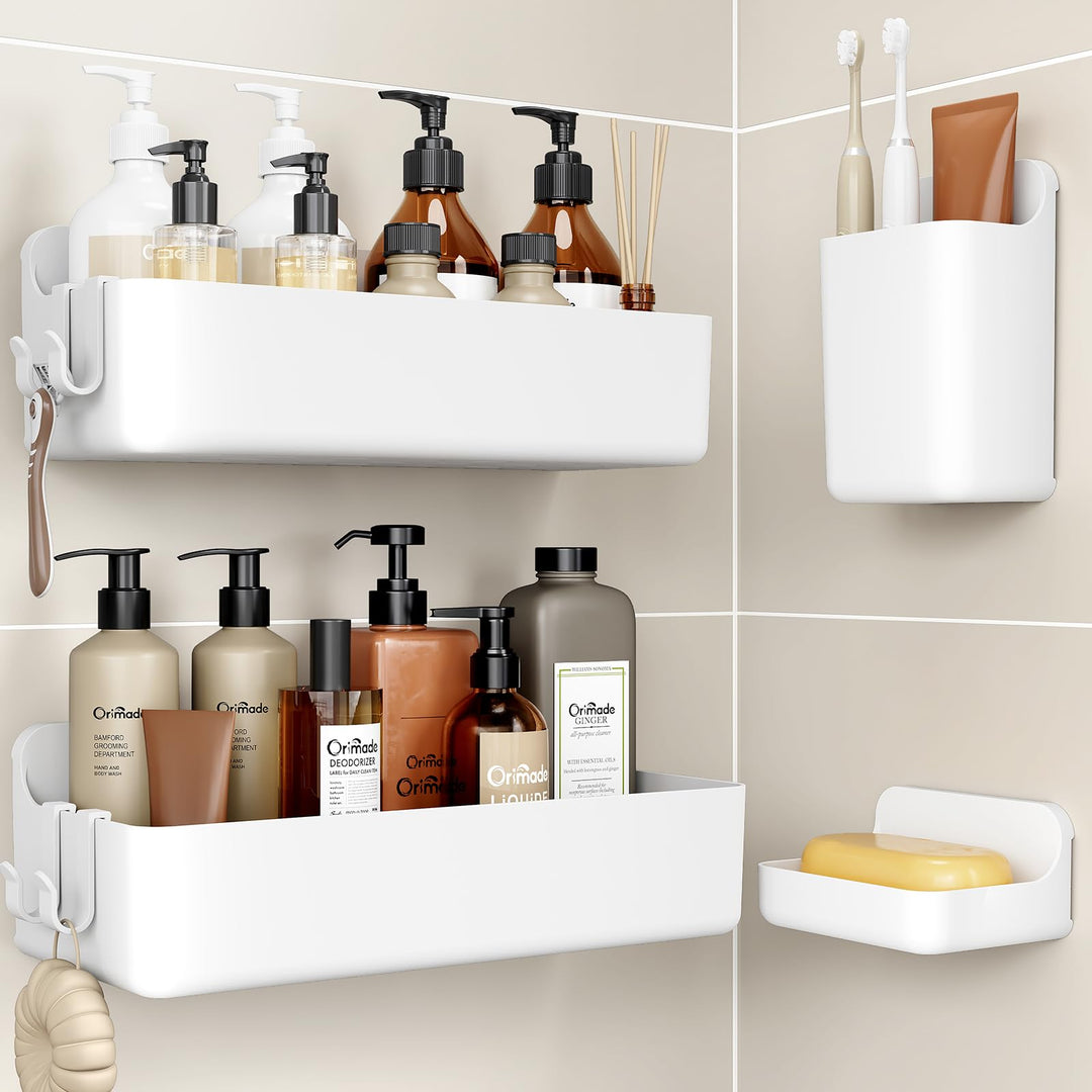 Orimade Duschablage ohne Bohren-Duschregal 4 Stück,Shampoo Halterung für Dusche Grosse Kapazität,Bad