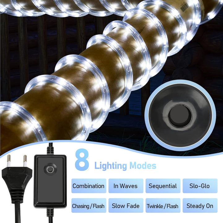 Herrselsam 40M 960 LEDS Lichterschlauch Aussen Weiss Lichtschlauch 8 Modi mit Memory-Funktion LED Li
