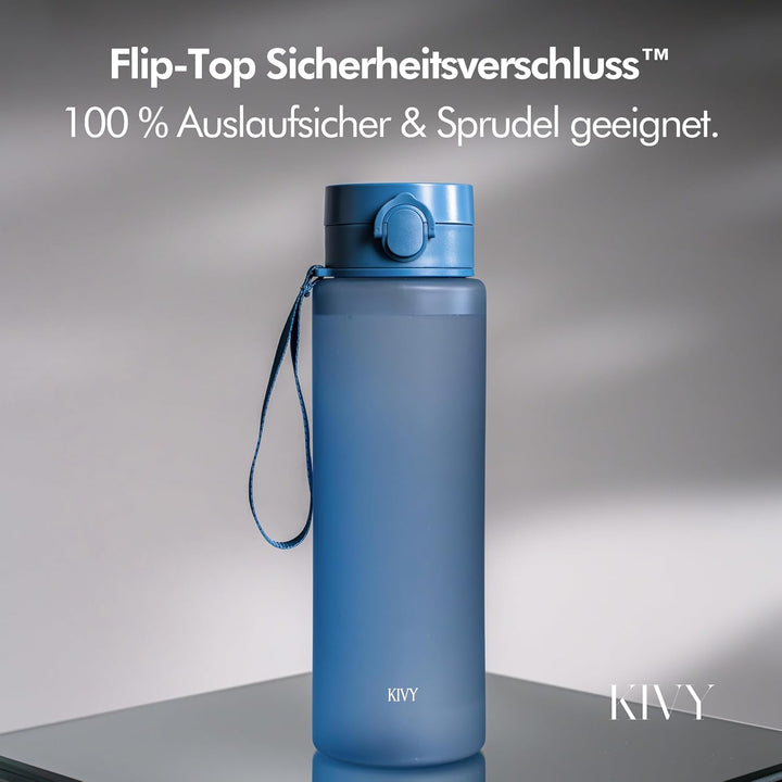 KIVY Trinkflasche 1,5 Liter - Kohlensäure geeignet & Auslaufsicher - Für Sport, Schule & Büro - Spor