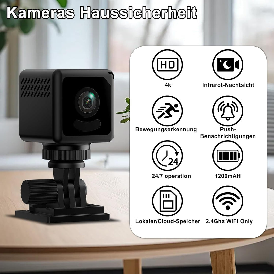 Mini Kamera, 4K HD Kleine Kamera, WiFi Überwachungskamera Innen, Überwachungskamera kamera Mit Handy
