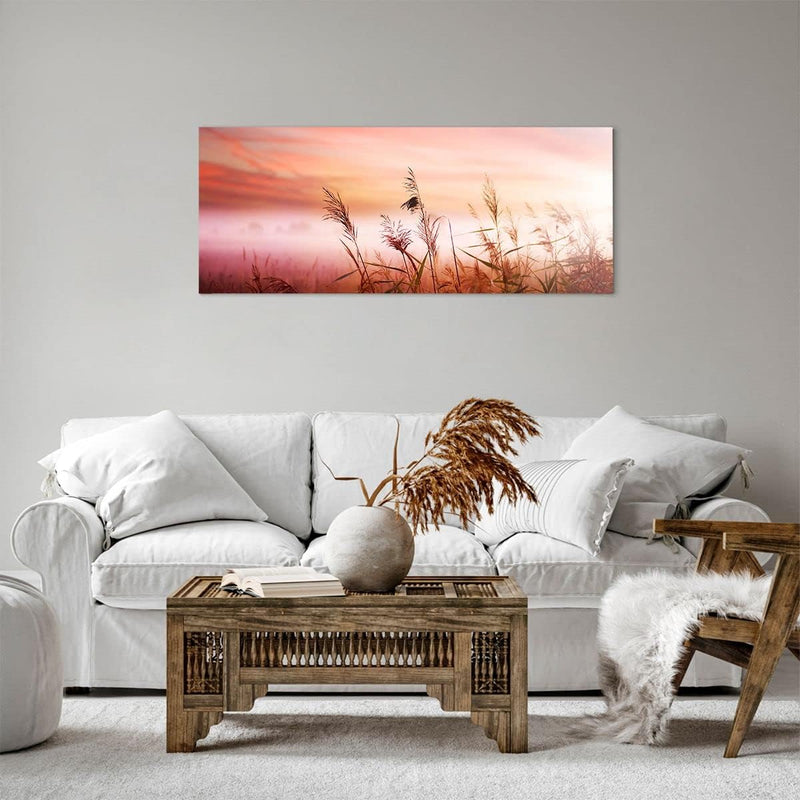 Panorama Bilder auf Leinwand 100x40cm Leinwandbild Wiese Getreide Natur Gross Wanddeko Bild Schlafzi