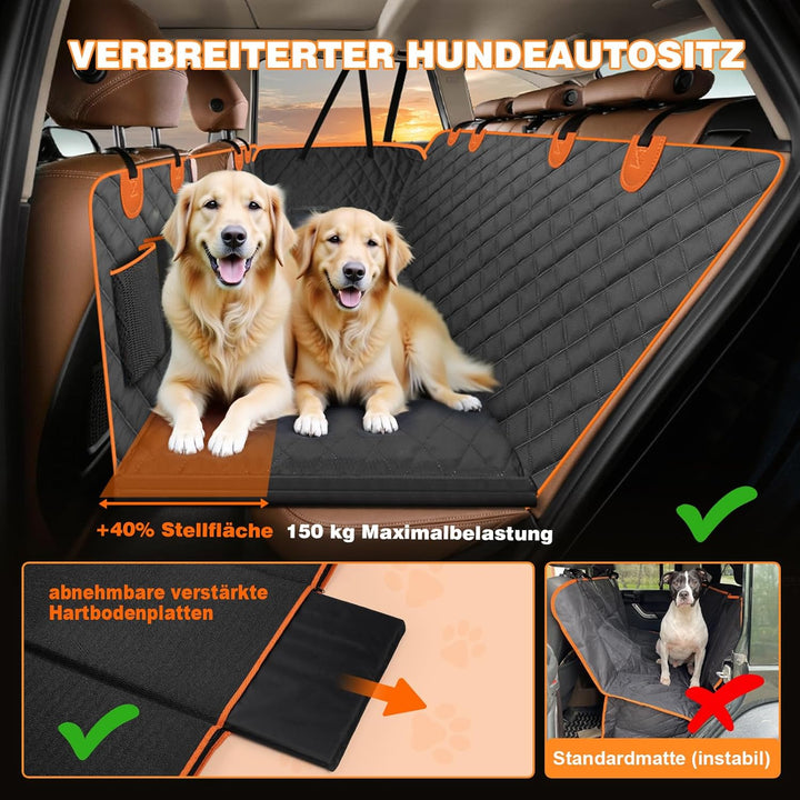 Neccis Hundedecke Auto Rückbank mit Abnehmbarer Harter Unterseite, 136 x 61 cm Autoschutzdecke Hund