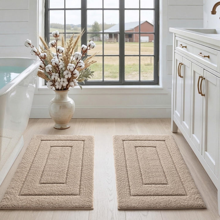 DEXI Badematte rutschfeste Set 50 x 80 cm, 2er Pack weicher Mikrofaser Badezimmerteppich, saugfähige