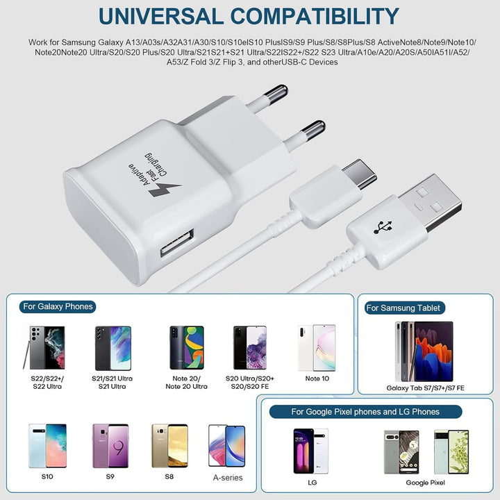 2-Pack USB Ladegerät Ladekabel für Samsung Galaxy A54 A53 A51 A34 A14 A13 M54 M53 M34 M33 M14 M13 5g