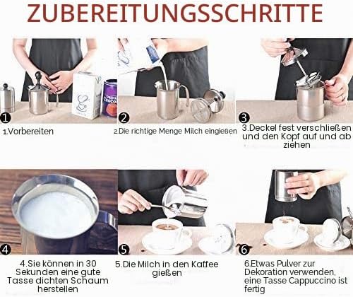 Milchaufschäumer, 800ML Edelstahl Milk frother Manuelle Handheld Milchaufschäumer Double Mesh Kaffee