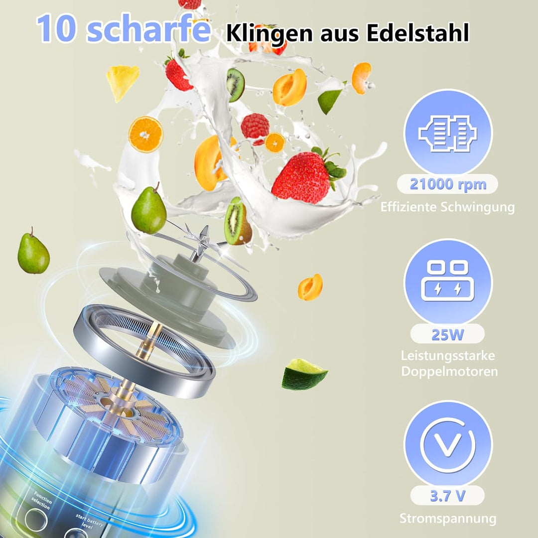 EasySpeed Tragbarer Mixer Smoothie Maker, 500ml Persönlicher Mini Entsafter Auslaufsicherem Deckel &