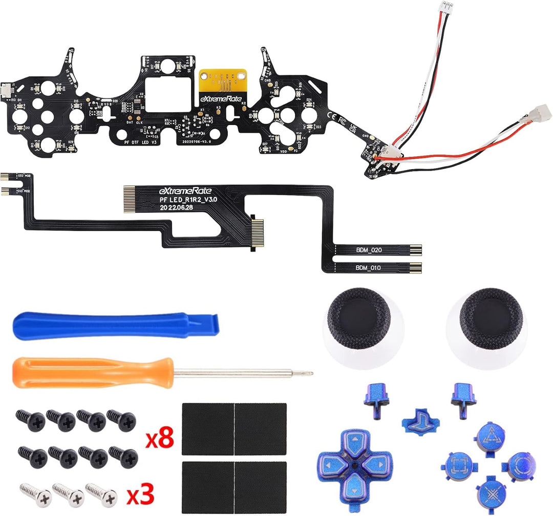 eXtremeRate DTF V3 LED Kit für ps5 Controller Ersatz Leuchttaste D-Pad Thumbsticks SHARE-/PS-Taste R