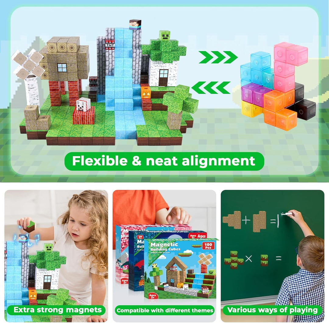 Magnetische Bausteine, magnetische Bausteine, stapelbar, Magnet-Waldwelt-Set, STEM Montessori, senso