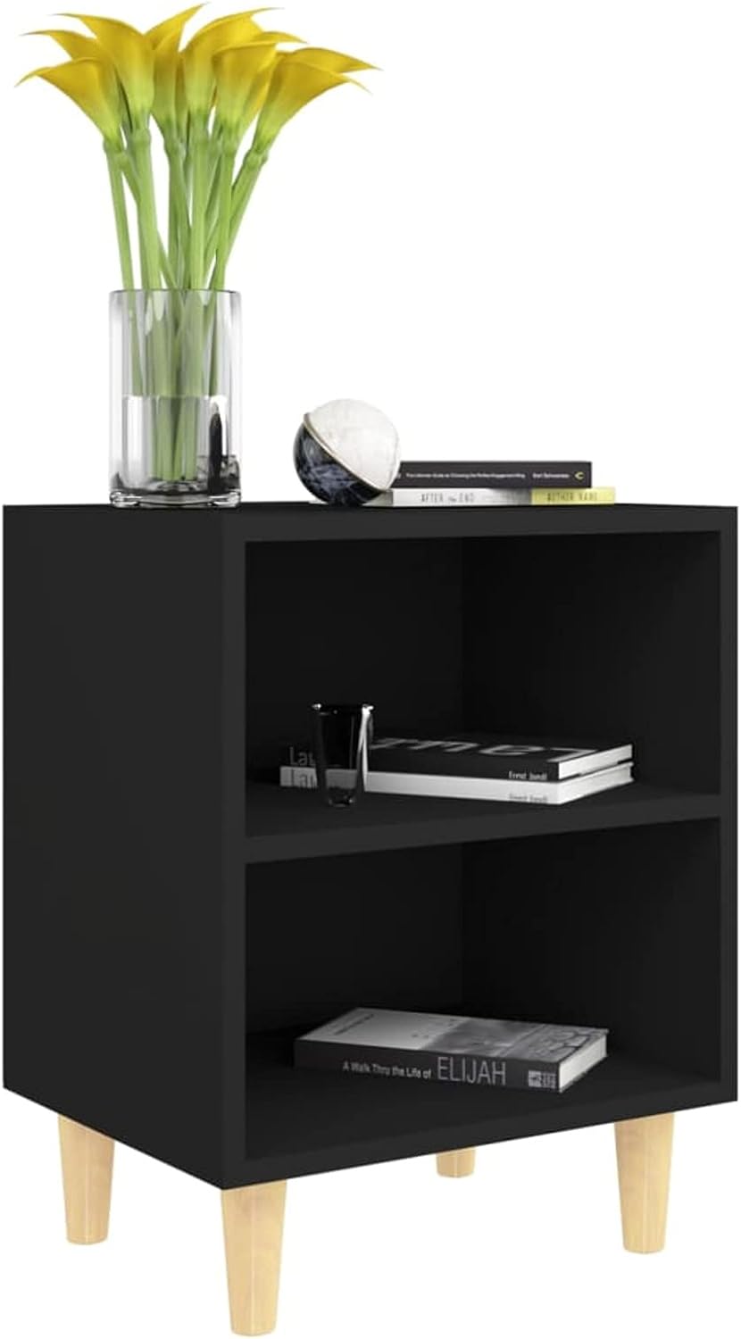 Susany Nachttisch mit Massivholz-Beinen Nachtschrank Schlafzimmer Nachtkommode mit Beinen Beistellti