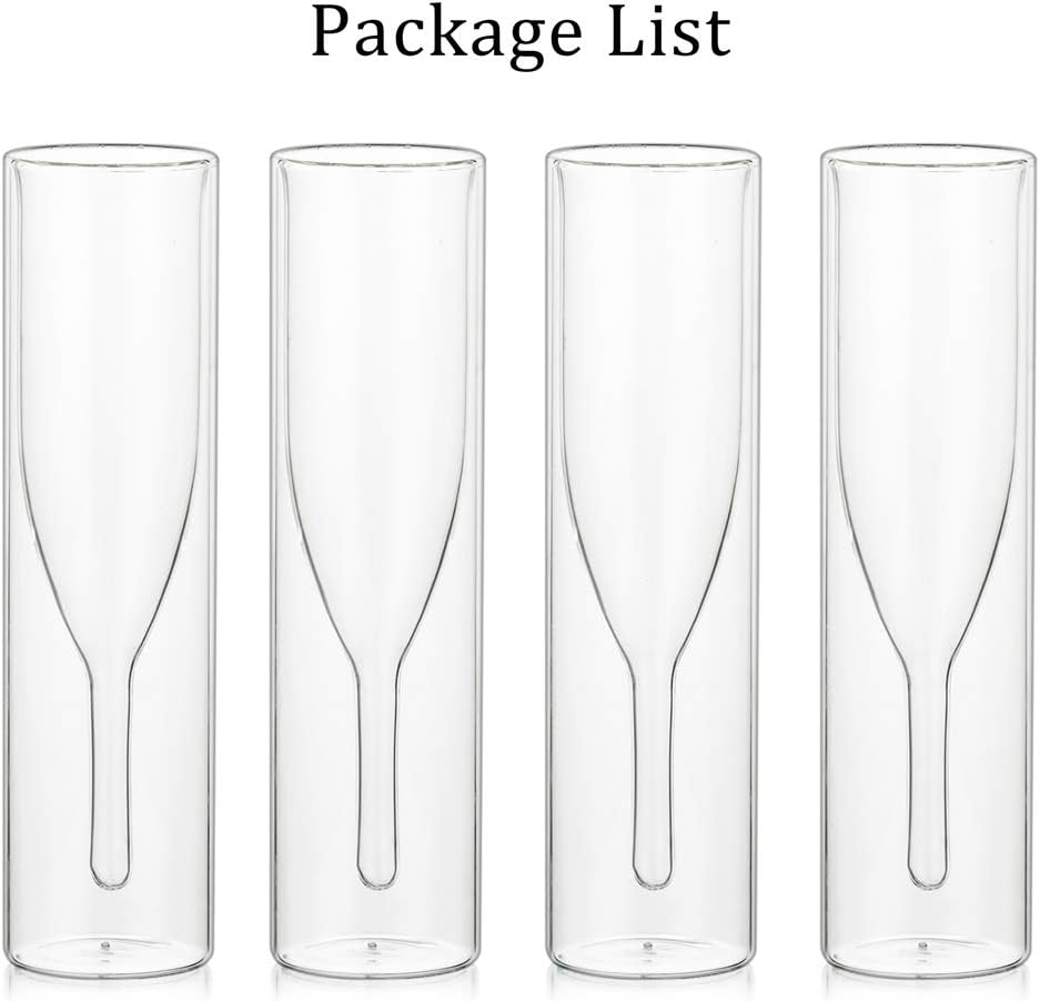 Sziqiqi Massive Doppelwandige Champagnerglas Kristallgläser, Classics Tulip Goblet Stemless Clear Gl