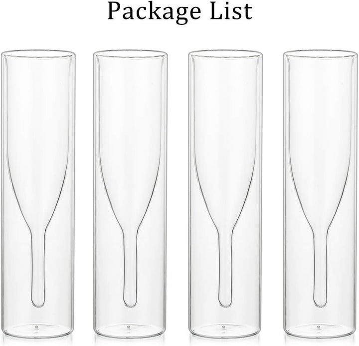 Sziqiqi Massive Doppelwandige Champagnerglas Kristallgläser, Classics Tulip Goblet Stemless Clear Gl