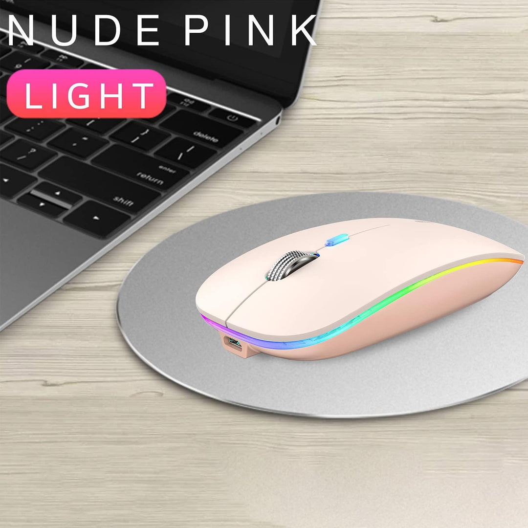 Uiosmuph G12 Maus Kabellos, 2.4G LED Leise Funkmaus Wiederaufladbar Wireless Mousemit Nano-USB-Empfä