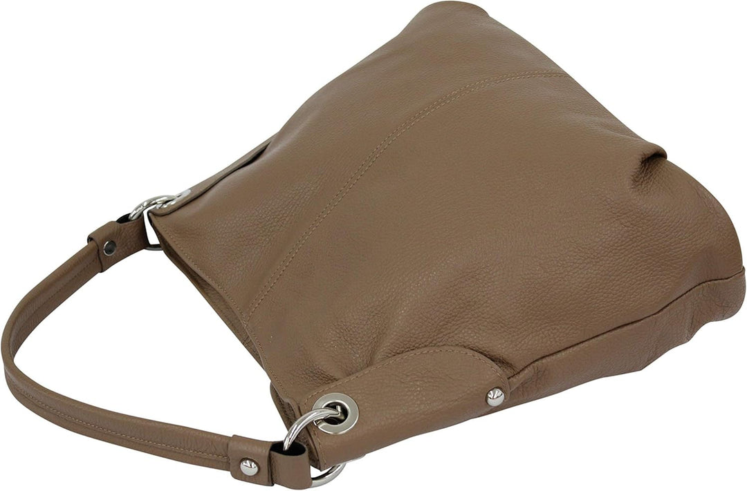 AMBRA Moda Damen echt Ledertasche Handtasche Schultertasche Beutel Shopper Umhängtasche GL012 Sand,