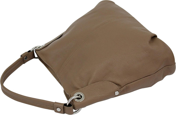AMBRA Moda Damen echt Ledertasche Handtasche Schultertasche Beutel Shopper Umhängtasche GL012 Sand,