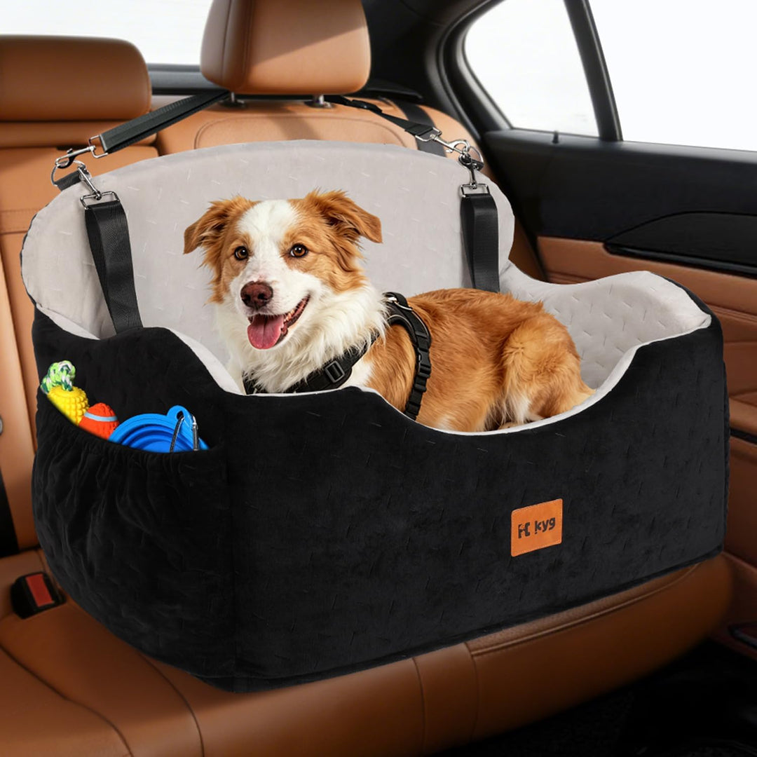KYG Autositz Hund Mittlere/Grosse Hunde bis zu 55 lb, Wasserdichter Hundesitz Auto mit Zwei Kissen W