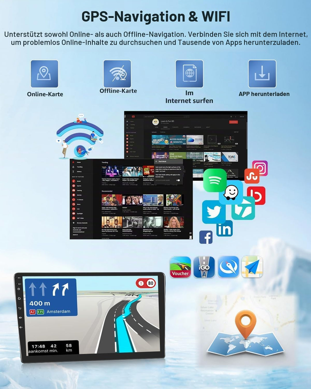 2G+64G CAMECHO Android 13 Autoradio für Ford Fiesta 2009-2014 mit Navi Carplay Android Auto, Doppel