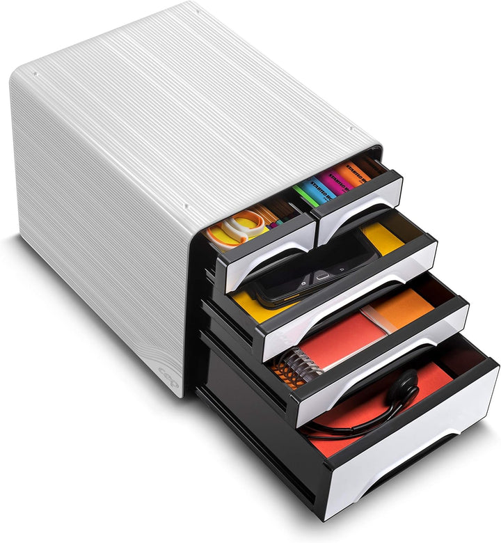 Cep 1072130121 Aktenschrank mit 5 Schubladen, 360 x 288 x 270 mm, Weiss/Schwarz