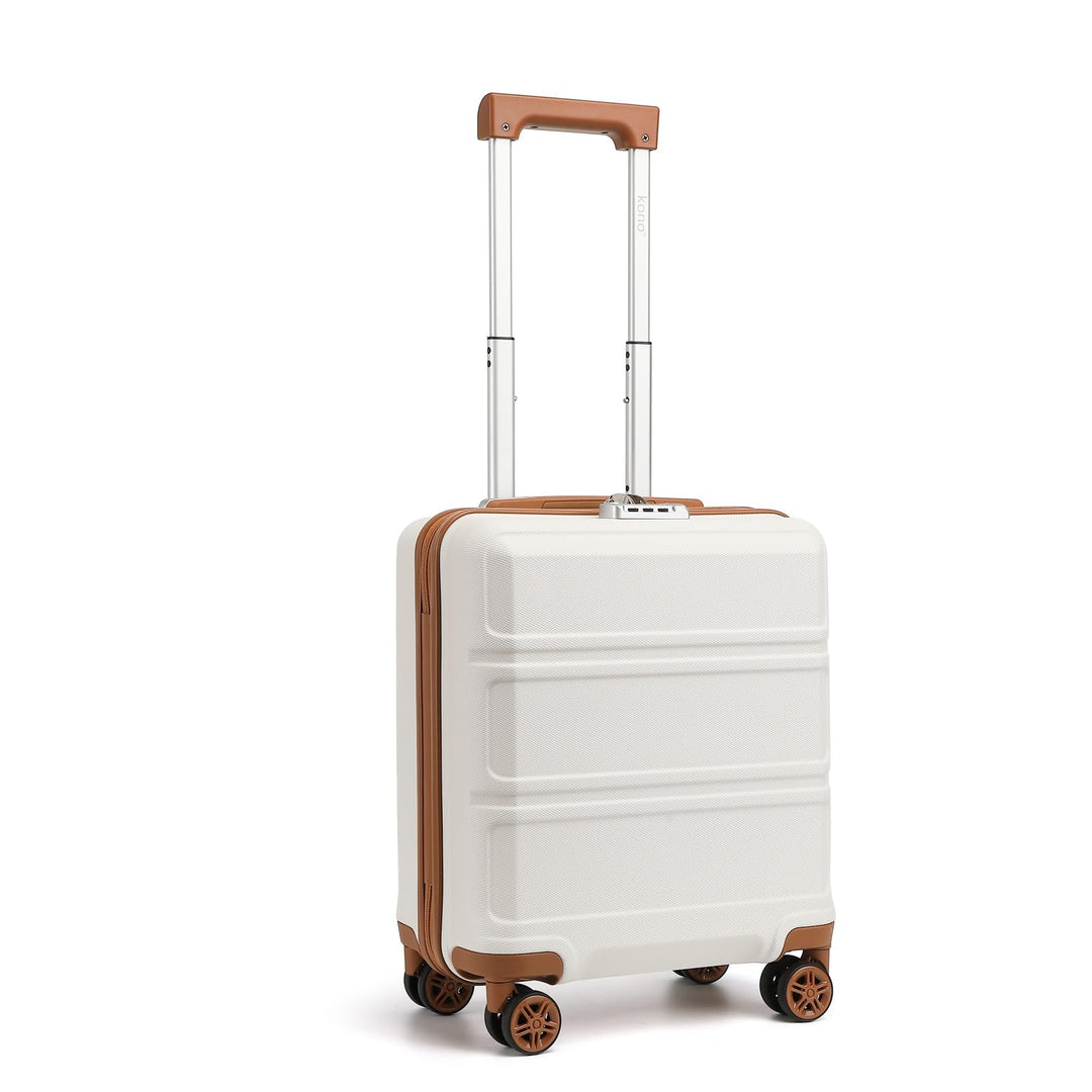 KONO Handgepäck Koffer EasyJet 45x36x20 ABS+PC Hartschale, Creme Weiss | Leichte Kabinenkoffer für F