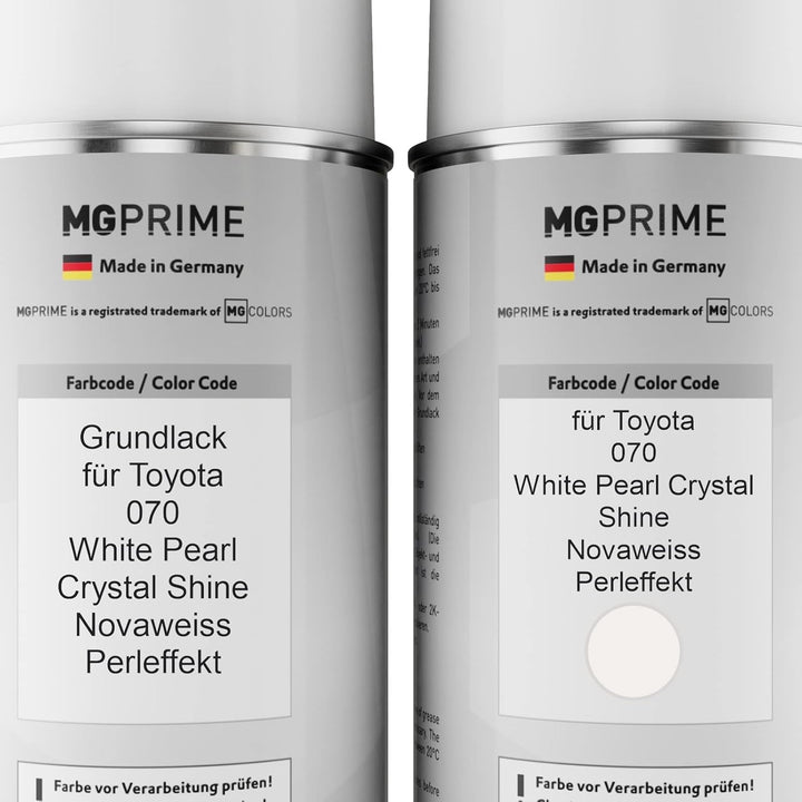 MG PRIME Autolack 2K Spraydosen Set für Toyota 070 White Pearl Crystal Shine/Novaweiss Perleffekt Gr