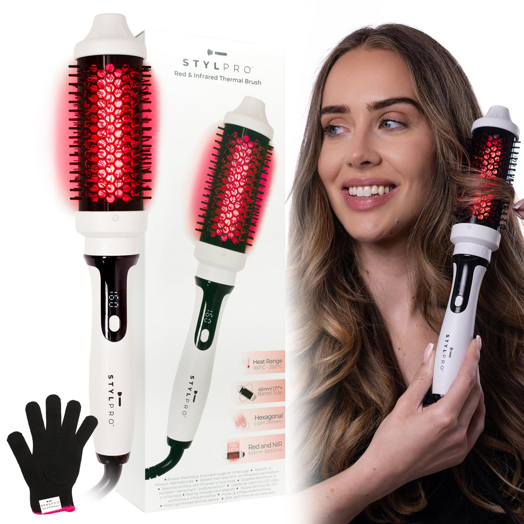 STYLPRO Thermobürste mit roten und nahen Infrarot-LEDs - 58 NIR + 84 rote LEDs, keramischer Zylinder