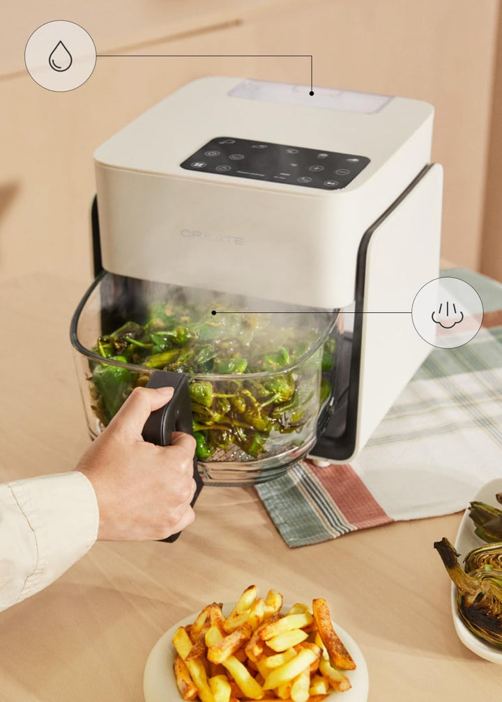 CREATE/AIR FRYER MIST/Ölfreie Heissluftfritteuse 4.2L mit Wasserdampfgarer Cremeweiss/Fassungsvermög