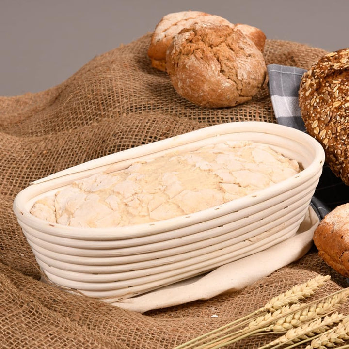 KESPER | Gärkorb/Brotkorb mit Textilfutter, Material: Rattan, Masse: B: 35 x T: 15 x H: 8 cm, Farbe: