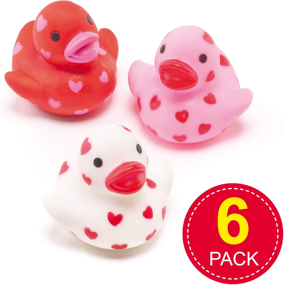 Baker Ross AF217 Mini-Herz, schwimmende Gummienten (6 Stück), perfekter Partygeschenk-Taschenfüller