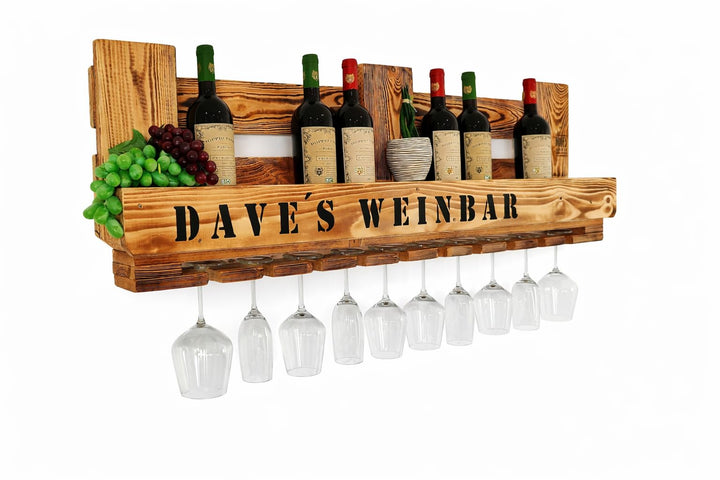 Weinregal Palette beflammt vintage für 10 Weingläser incl. Aufhängung Schrauben &