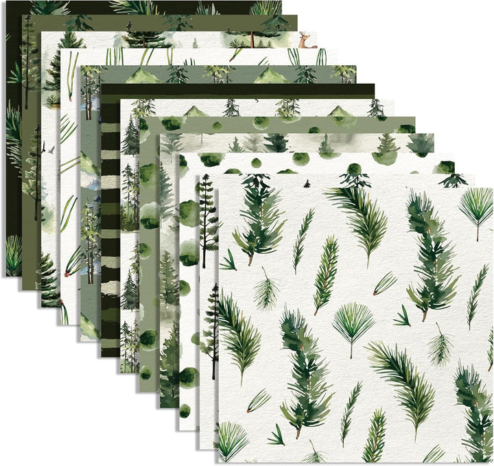 Waldmuster Scrapbooking Papier 30x30 cm, 24 Blatt/12 Designs Doppelseitiges Bastelpapier, Weihnachts