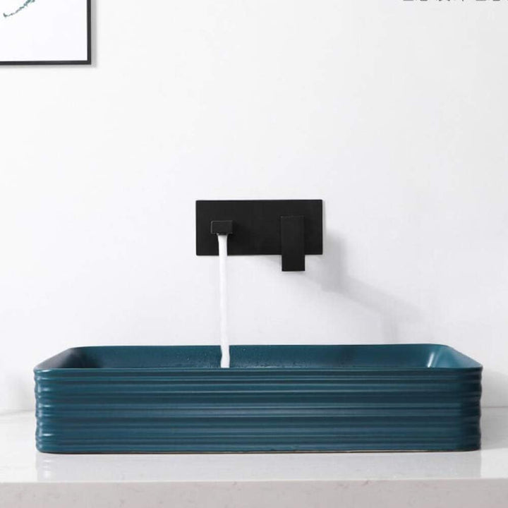 Waschtischarmatur Wasserfall Wandmontage Wasserhahn Wand Unterputz Einzigen Handgriff 2-Loch Badarma