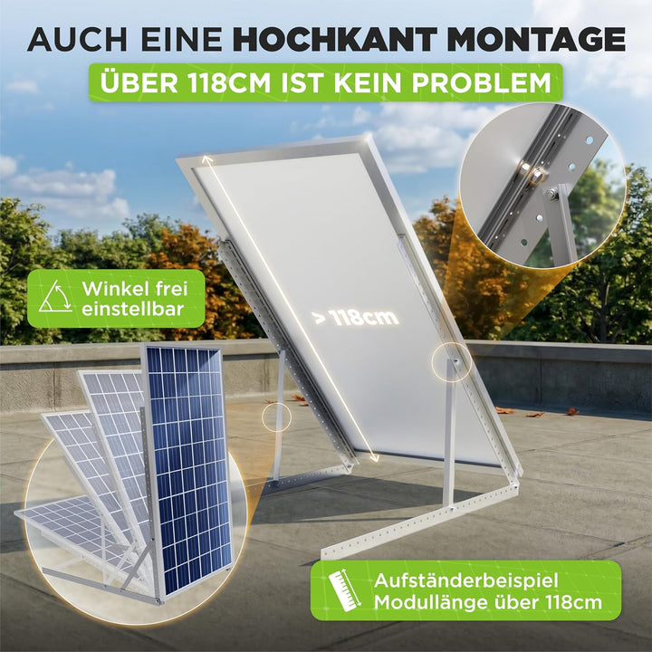 Drei Eichen - 4x Balkonkraftwerk Halterung.118cm stabiles 3mm Aluminiumprofil mit hochwertigen Edels